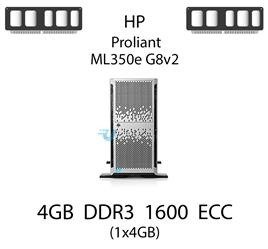 Pamięć RAM 4GB DDR3 dedykowana do serwera HP ProLiant ML350e G8v2, ECC UDIMM, 1600MHz, 1.35V, 2Rx8
