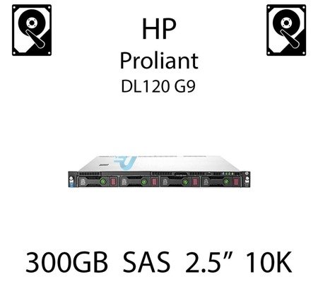 300GB 2.5" dedykowany dysk serwerowy SAS do serwera HP ProLiant DL120 G9, HDD Enterprise 10k, 6Gbps - 653955-001 (REF)