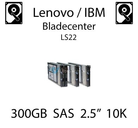 300GB 2.5" dedykowany dysk serwerowy SAS do serwera Lenovo / IBM Bladecenter LS22, HDD Enterprise 10k, 600MB/s - 90Y8913