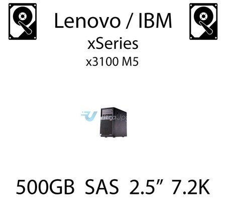 500GB 2.5" dedykowany dysk serwerowy SAS do serwera Lenovo / IBM System x3100 M5, HDD Enterprise 7.2k, 600MB/s - 90Y8953
