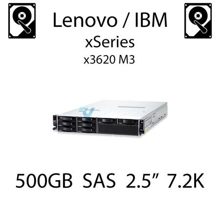 500GB 2.5" dedykowany dysk serwerowy SAS do serwera Lenovo / IBM System x3620 M3, HDD Enterprise 7.2k, 600MB/s - 90Y8953 (REF)