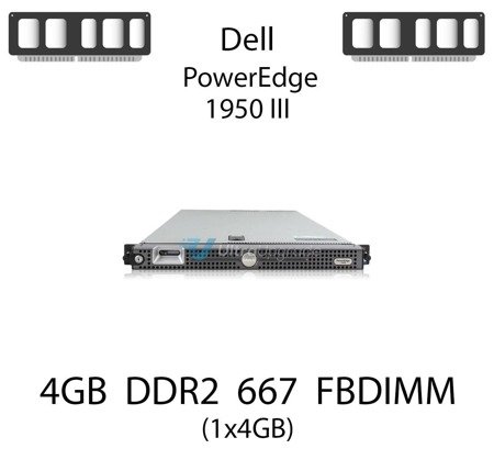 Pamięć RAM 4GB DDR2 dedykowana do serwera Dell PowerEdge 1950 III, FBDIMM, 667MHz, 1.8V, 2Rx4
